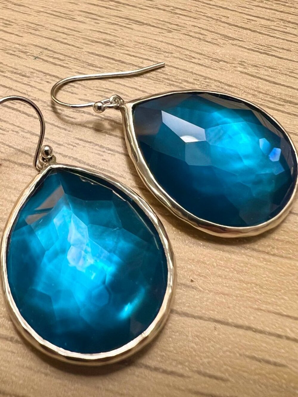 $650 IPPOLITA Blue Green Sterling Silver LARGE Teardrop Earrings Rock Candy
